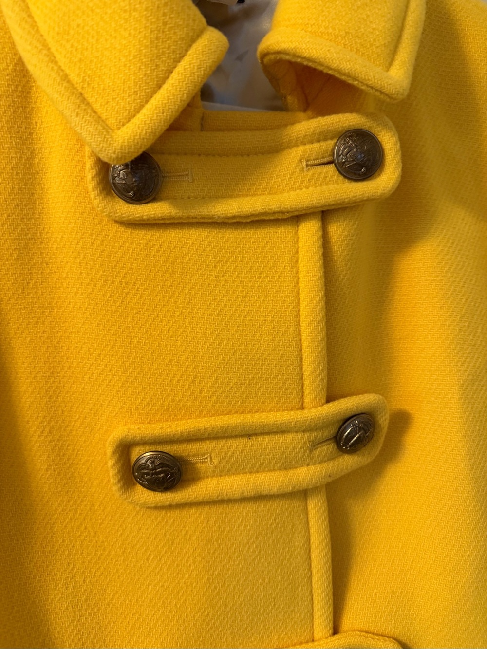 J Crew Bright Yellow Pea Coat, Wool Size 6 - Picture 3 of 9